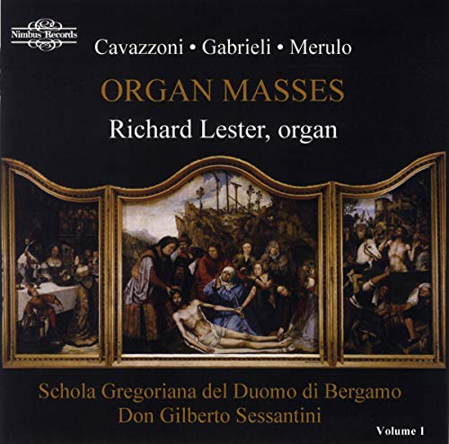 "CD cover with 'Organ Masses' title, Renaissance painting, and black background."