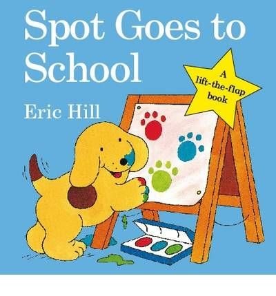 "Children's book cover featuring a yellow dog painting on an easel, blue background."