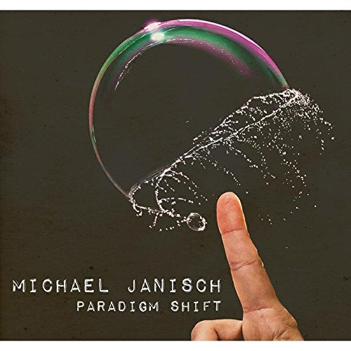 "Album cover with a hand touching a popping iridescent bubble, artist and title text."