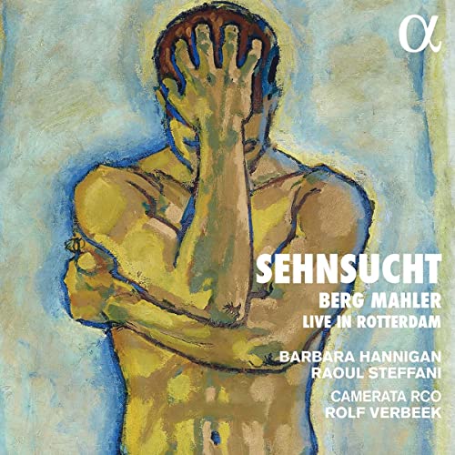 CD cover: painting of a man with head in hands, text “Sehnsucht”.