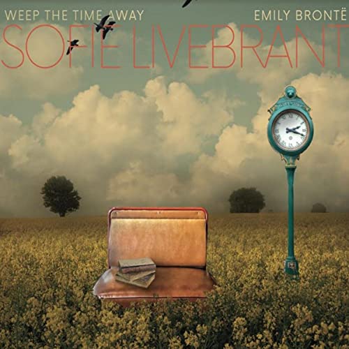 CD cover: field, clock, chair, books, birds, cloudy sky, text.