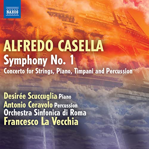 CD cover for Alfredo Casella’s Symphony No. 1 with orchestral imagery.