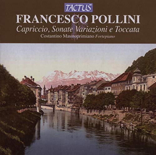 CD cover with a vintage landscape of a town by a river.