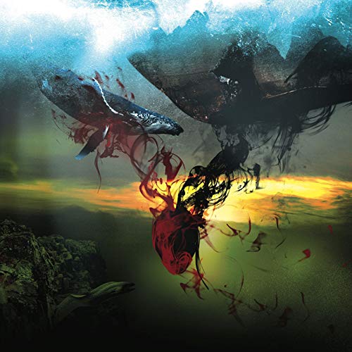 Dark, surreal album art featuring a whale, heart, and stormy seascape.