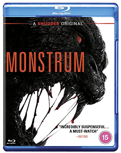 Blue-ray case with a black monster's face and red eyes on the cover.