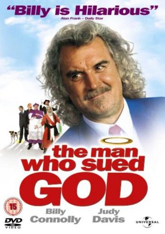 DVD cover for "The Man Who Sued God" featuring Billy Connolly.