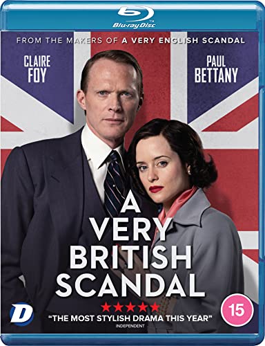 Blu-ray cover for “A Very British Scandal” featuring Claire Foy and Paul Bettany.