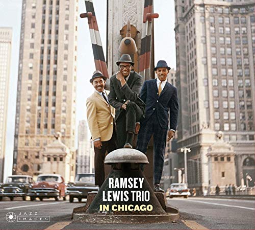 Ramsey Lewis Trio album cover with musicians in front of Chicago architecture.