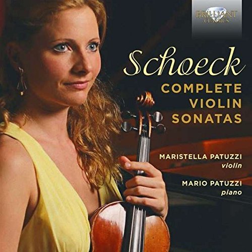 CD cover featuring a woman holding a violin, with text "Schoeck Complete Violin Sonatas".