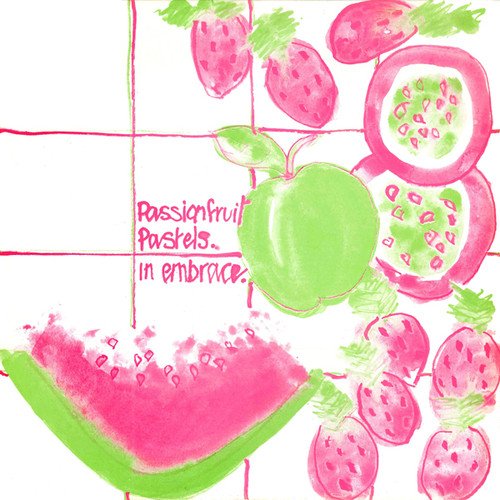 Hand-painted CD cover with strawberries, passionfruit, apple, and watermelon.
