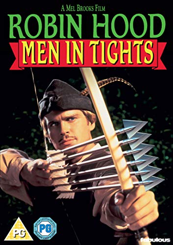 Robin Hood Men In Tights DVD cover featuring Cary Elwes with a bow and arrow.