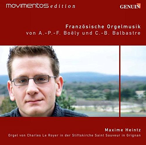 CD cover featuring portrait of organist Maxime Heintz with landscape background.