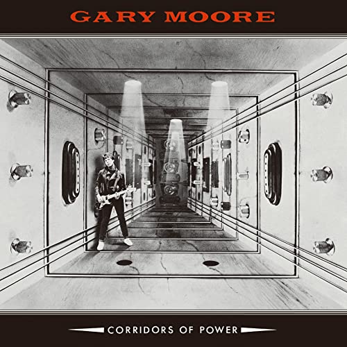 Gary Moore album cover: guitarist in a long, metallic corridor.