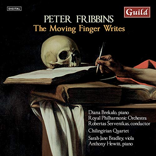 CD cover: skull, hand with quill, open book, dark background.
