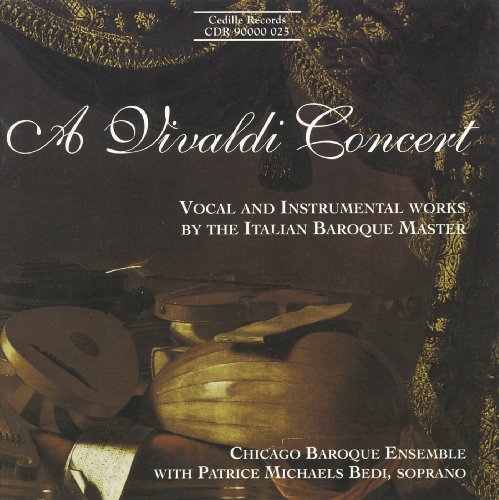 CD cover with violins and text "A Vivaldi Concert" in white script font.