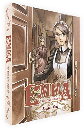 Blu-ray cover for “Emma: A Victorian Romance” featuring anime-style illustration.