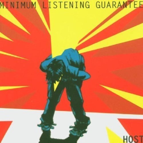 Album cover with person bending over, red and yellow sunburst background, partial text visible.