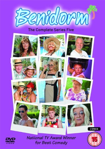 DVD cover for "Benidorm S5" with purple background and character photos.