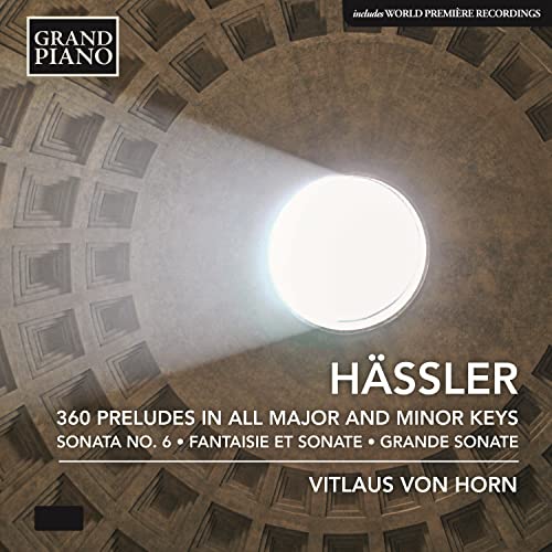 CD cover featuring a grand piano keyboard and composer "Hässler" text.
