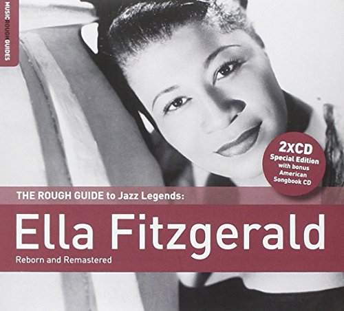 Album cover featuring black and white photo of Ella Fitzgerald with maroon text overlay.