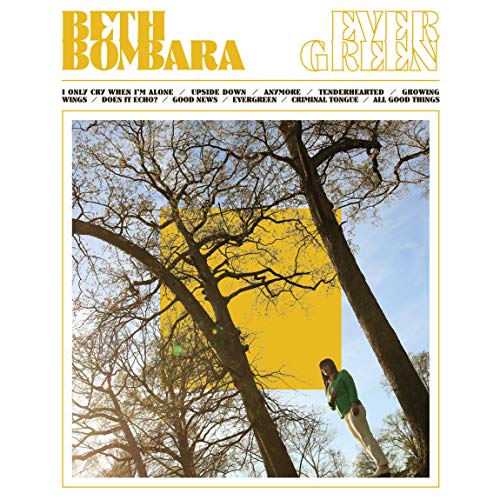 Album cover with a woman climbing a tree, yellow square in the background.