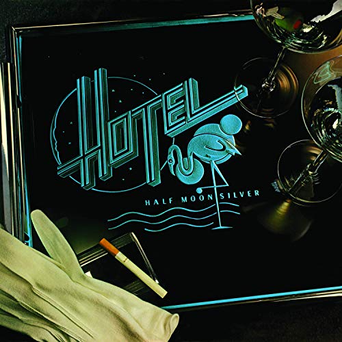CD cover for “Hotel - Half Moon Silver” with flamingo and glasses.