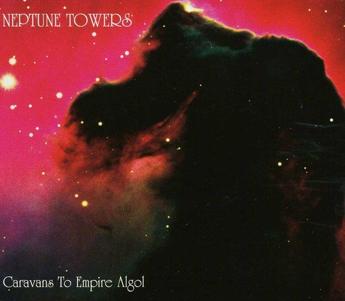 Album cover with dark nebula against a red starry background, titled "Caravans To Empire Algol".