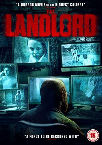 DVD cover for "The Landlord" with a man watching disturbing CCTV footage.