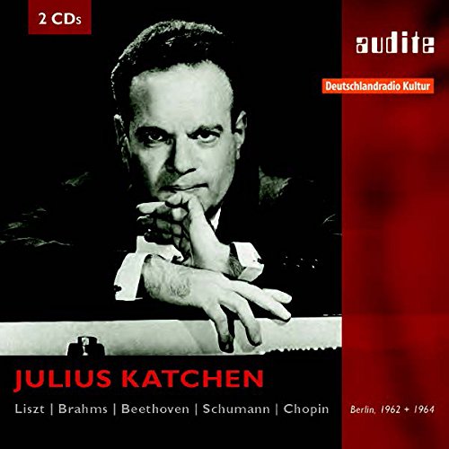 Black and white photo of man at piano on red and black CD cover.