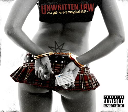 Album cover for Unwritten Law's "Live And Lawless" featuring a woman and handcuffs.