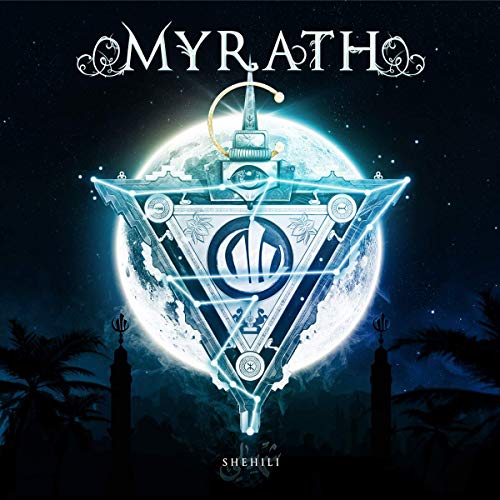“Shehili” album cover by Myrath: a glowing geometric design with a moon.