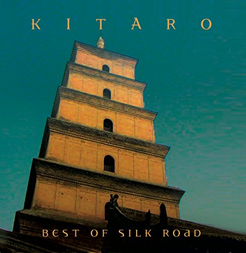 Kitaro album cover featuring a tall, tiered pagoda against a blue sky.