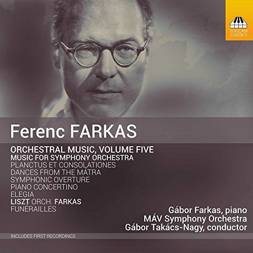 CD cover featuring portrait of composer Ferenc Farkas in glasses.