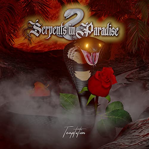 CD cover: cobra, red rose, and smoky jungle background with band name.