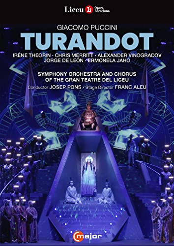 DVD cover for Puccini’s opera Turandot, featuring stage imagery.