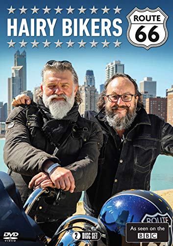 "DVD cover featuring two bearded men in black jackets with motorcycles and cityscape."