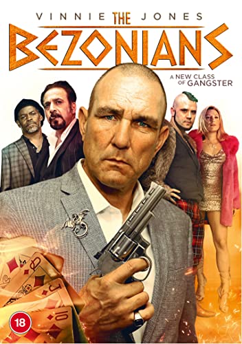 DVD cover for "The Bezonians" featuring a man holding a gun and money.