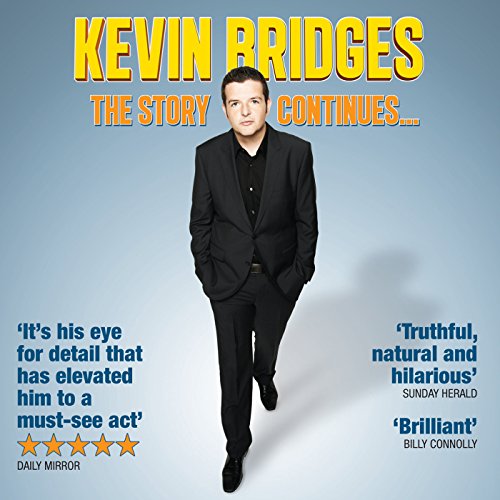CD cover featuring comedian Kevin Bridges in a dark suit.