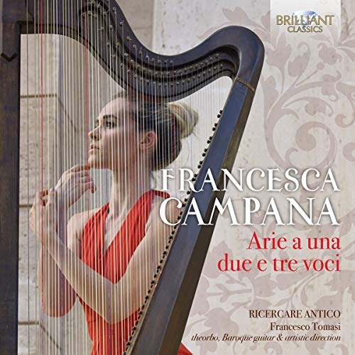 CD cover featuring harpist Francesca Campana and album title details.
