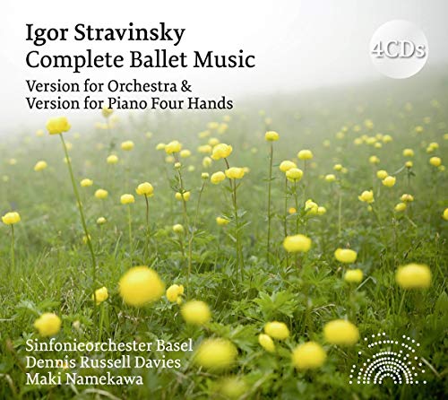 CD cover for Stravinsky’s Complete Ballet Music with a field of flowers.
