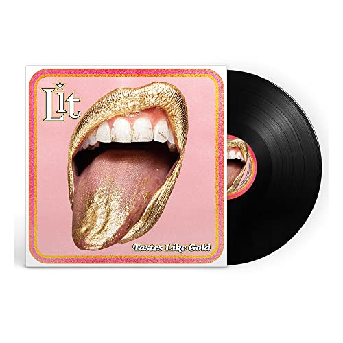 Vinyl record with cover art of golden lips and open mouth.