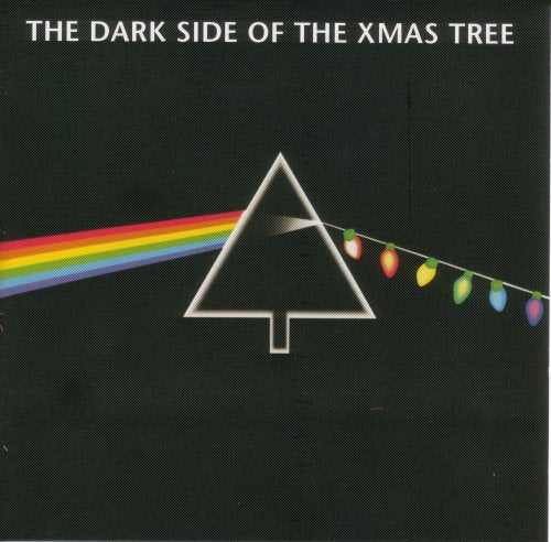 Black album cover with a white Christmas tree and rainbow prism.