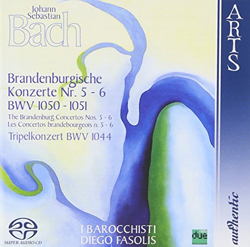 CD cover for Bach’s Brandenburg Concertos Nos. 5-6, with blue floral design.