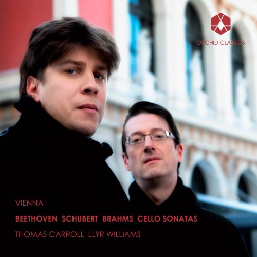 "Album cover featuring two men in black, with red text and a building background."