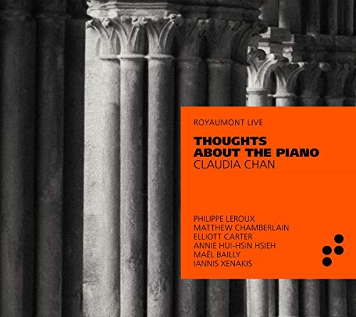 CD cover for "Thoughts About the Piano" by Claudia Chan, featuring columns.