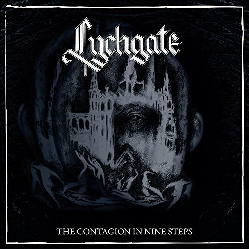 Dark album cover for Lychgate, featuring a gothic castle within a face.