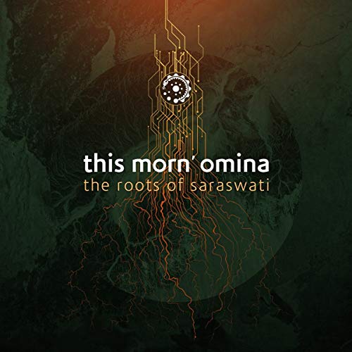 CD cover art: abstract roots and circuit board design on dark background.