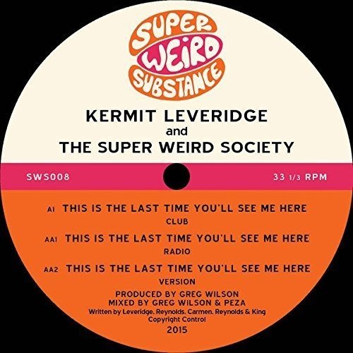 Vinyl record label for Kermit Leveridge & The Super W, peach and pink.