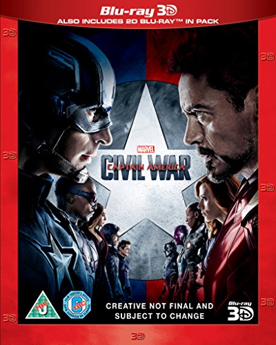 "Blu-ray case for 'Captain America: Civil War' with superhero characters on the cover."