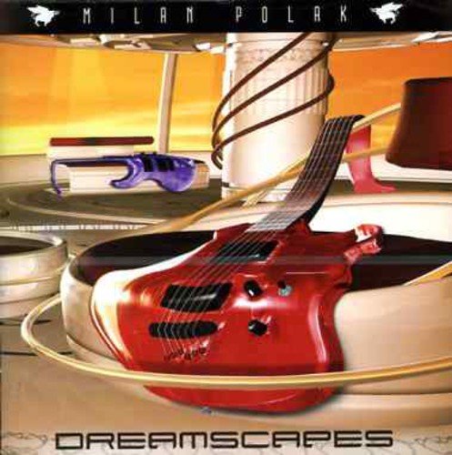 CD cover for Milan Polak’s “Dreamscapes” featuring a red bass guitar.